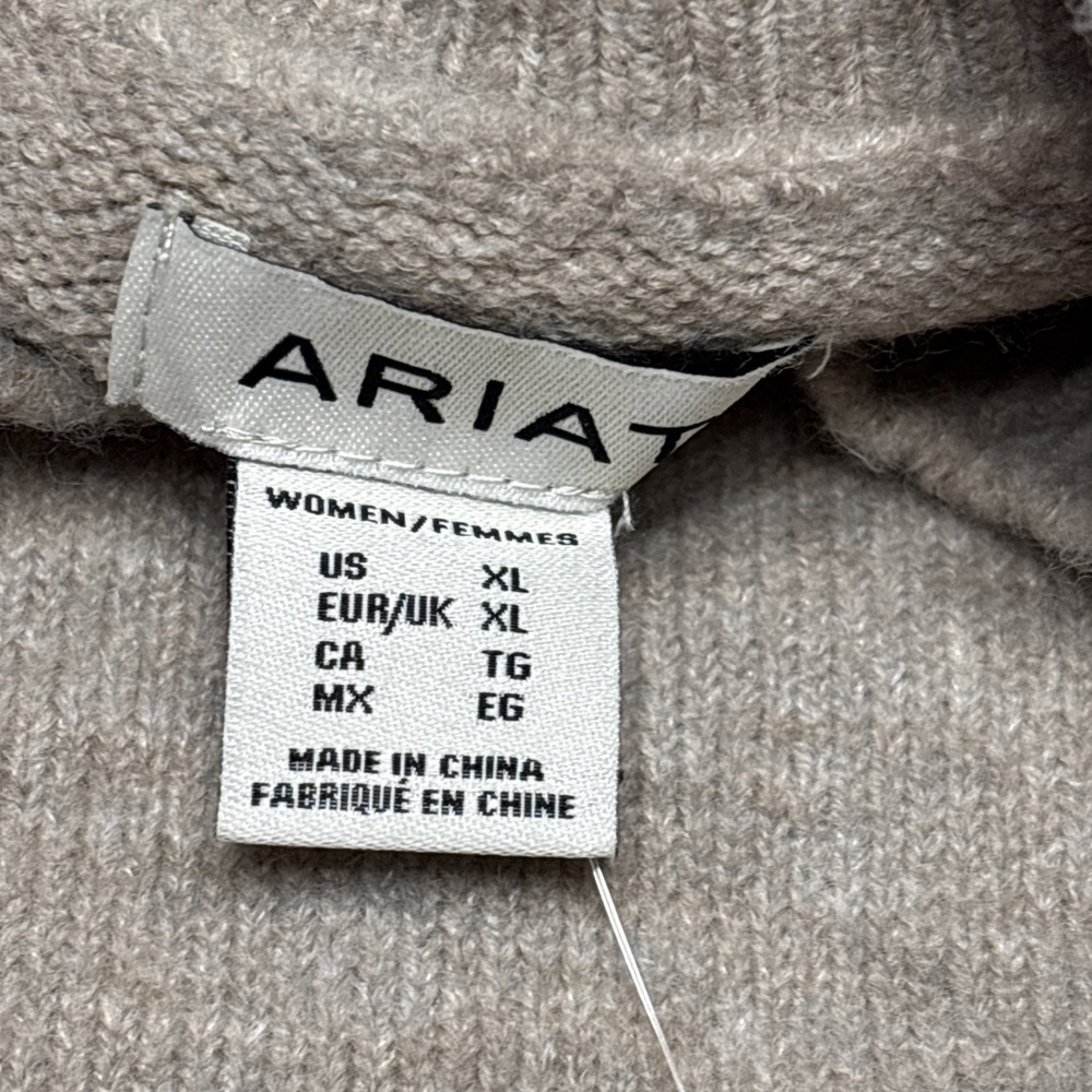 Ariat Beaded Floral Western Mock Neck Sweater NWT XL Oatmeal Heather - Picture 5 of 16